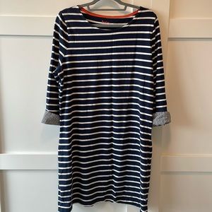 Boden Women’s Breton Tunic Dress Cotton Navy Striped 14L relaxed fit #WO015